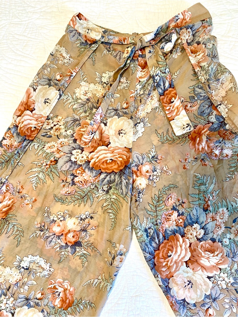 Zimmermann Corsair Floral Cotton Silk Tie Wrap Wide-Leg Pants Size US 6 - Picture 4 of 13